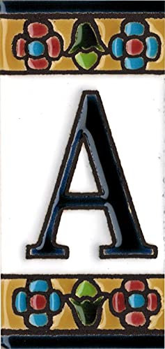 NUMEROS PARA CASAS (AZUL), pintado a mano de 3,5 x 7,5 cm, especial para exterior, Grabado y Ceramica Española.(Letra A)