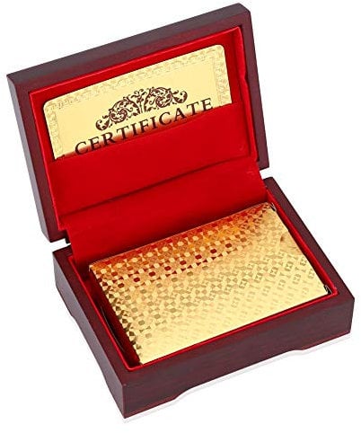 DEWIN Pokerkarten, Spielkarten Poker Karten wasserdichte Gefälschte Goldfolie Spielkarten Plastik Poker Spielkarten mit Box