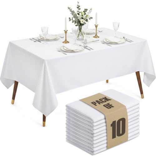 Utopia Kitchen Rectangle Tablecloth 152x213 cm (Pack of 12) White Table Cover Machine Washable Table Cloth Perfect for Parties, Weddings and Festivals (60x84 inches)