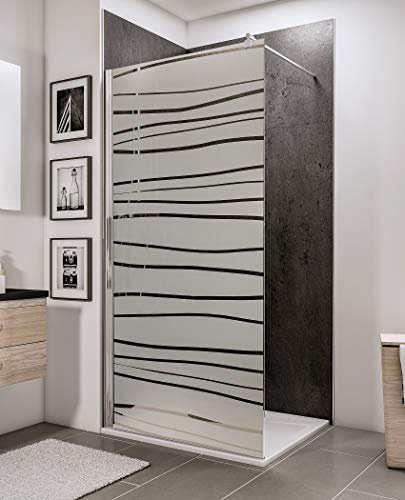 Schulte paroi de douche fixe à l’italienne 100 x 190 cm, barre 122 cm incluse, profilé aspect chromé, verre de sécurité antical 5 mm, décor Mistral, plage de réglage 96.7-100.00