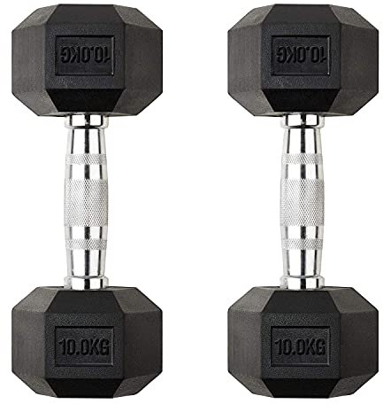 Hexagonall Hand Weight Dumbbell- Hex Hand Weights Hand Weights Non-Slip Anti-Roll Hex Dumbbells Fitness Home Exercise Weight Training 10kg PAIR