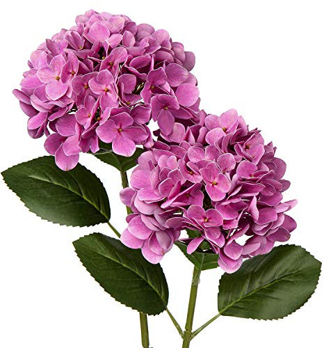 Künstliche Hortensie Blumen Real-Touch Kunstblumen Wie Echt Hydrangea Kunstzweige Blumengesteck für Bürotischen, Hotels, Rezeptionen, Wartezimmer, Esstische, Cafes Dekoration, 2 Stück