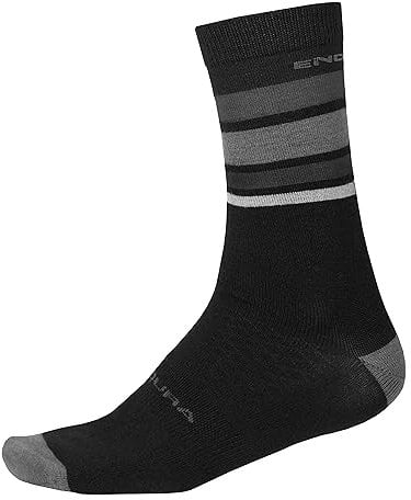 Endura BaaBaa Merino Stripe Fahrradsocken für Herren, Mattschwarz, L