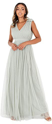 Maya Deluxe Maya Berry Embellished Halter Neck Maxi Dress Robe de Demoiselle d'honneur, Lys vert., 44