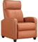 Yaheetech Reclining Chair Tan Leather Adjustable Armchair Modern Single Recliner Padded Seat Chair Upholstered PU Sofa for Living Room Bedroom and Theater