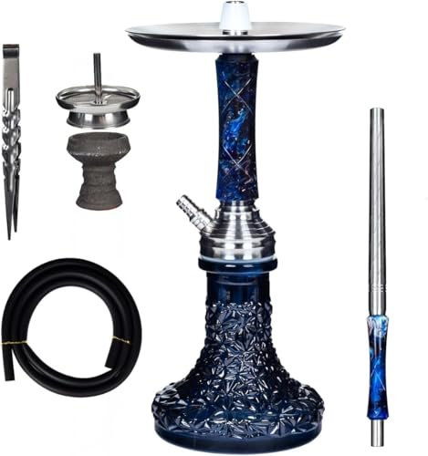 ShishaMe Secret - Juego completo de cachimba epoxi de acero inoxidable con sistema especial de descarga, incluye manguera de 150 cm con boquilla de epoxi y muchos accesorios