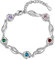 ALBERTBAND Bracelet Fleur Rose Personnalisé avec 1-5 Noms et Pierres de Naissance Simulées Bracelets à Breloques Réglables en Argent pour Femmes Femme Filles Saint Valentin Noël (5 names)