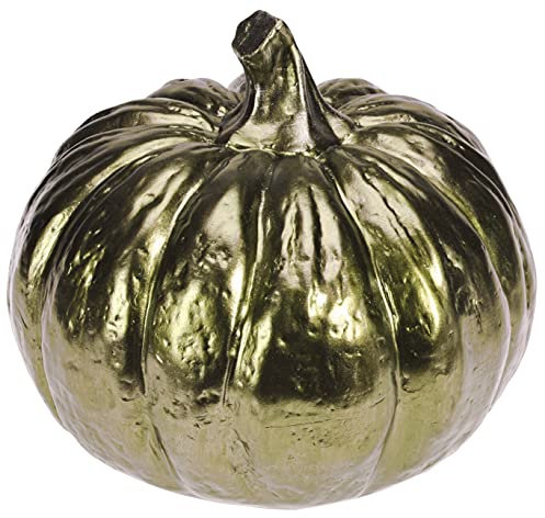 Deko Figur Kürbis Metallic Herbstdeko Herbst Tischdeko Keramik 17cm Groß, Farbe:Grün
