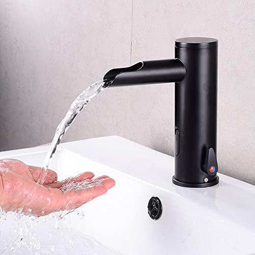 Infrarot Sensor Wasserhahn Schwarz Automatisch Mischbatterie Heißer und kalter Wasserfall waschtischarmatur für bad