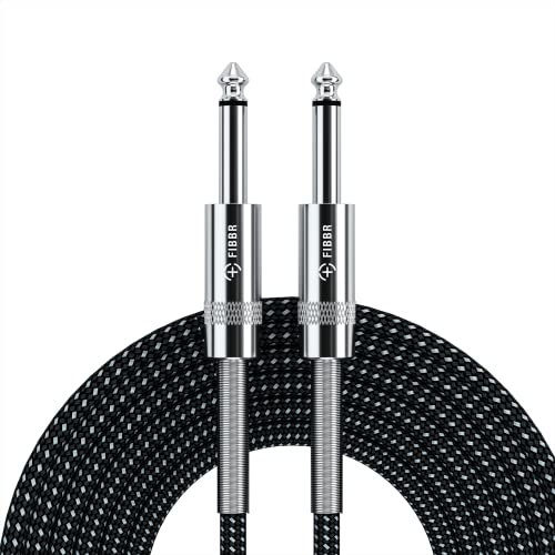 FIBBR 6.35mm to 6.35mm Stereo Audio Cable 10M, Straight 1/4 TRS Audio Guitar Male Jack Instrument Lead with Nylon Braided for Electric Guitar, Bass, Amplifier, Mixer, Keyboard, Speaker