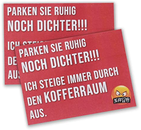 easydruck24de 2 Blöcke mit Haftstreifen Parksünder - Parken Sie ruhig noch dichter - DIN A7 in rot I 50 Blatt pro Block I kfz677