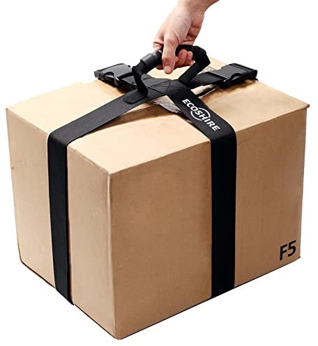 ECOSHIRE Box Carrying Strap with Handle, Handheld Belt for Safely Moving and Lifting Heavy Boxes, Adjustable Belt, Cross Style Carry Straps, Suitable for Groceries, Luggage(118.1 inch)