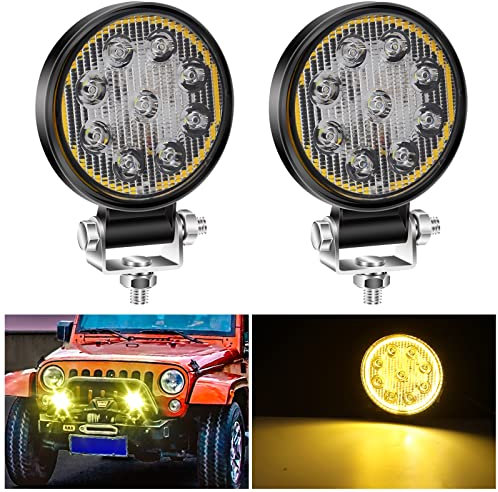 ZHHXYanh LED-Arbeitsleuchten für LKWs, LKW-Arbeitslichter, 10.2 cm, 12 V, 24 V, mit blauem Halo-Rund-Traktor-Arbeitslicht, Off-Road-Lichtpods für LKWs, Traktor, Pickup, Offroad, Jeep, Boot, 2 Stück