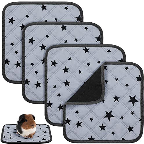 4 Stück Meerschweinchen Käfig Einlagen Fleece Meerschweinchen Einstreu Saugfähig Meerschweinchen PIPI Pads Wiederverwendbar rutschfeste Meerschweinchen Matte mit Stern Muster (30 x 30 cm)