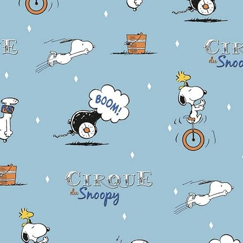 The Craft Cotton Co – Snoopy Circus Daredevil Peanuts Stoff, 0,5 Meter, 112 cm breit, 100 % Baumwolle, für Kinderzimmer, Quiltprojekte, Schneidern, Patchwork, Nähen