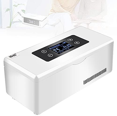 Samnuerly Tragbarer Insulinkühler, gekühlte Box, LCD-Display, Insulin-Kühlbox, tragbares Reefer-Auto, Kleiner Kühlschrank, Mini-Kühlboxen, tragbarer Arzneimittel-Reefer, 2 Batterien (3 Batterien)