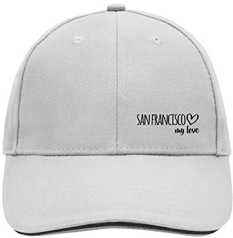 huuraa Cappy Mütze San Francisco My Love Unisex Baseball Cap Dark Grey/White für alle Fans von San Francisco USA Geschenk Idee für Freunde und Familie