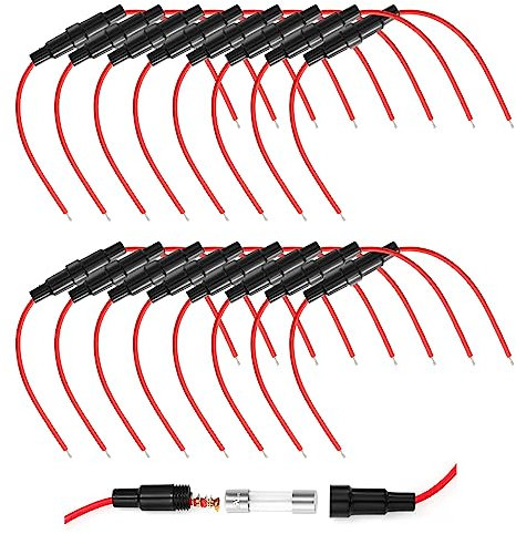 AGC Portafusibile, Portafusibile 5x20, 16 Pezzi Portafusibile AGC, Portafusibili, Porta Fusibile, Rubacorrente Fusibili, Fuse Holder, Porta Fusibili Barca, 5 × 20 mm 32 V 20 A AGC Portafusibili