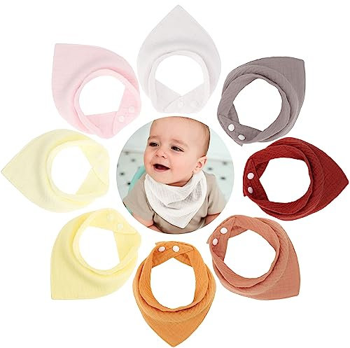 DRESHOW Baby Lätzchen 8 Pack Baby Bandana Super Saugfähige Sabberlätzchen für Unisex Jungen Mädchen 100% Baumwolle für Zahnen und Sabbern