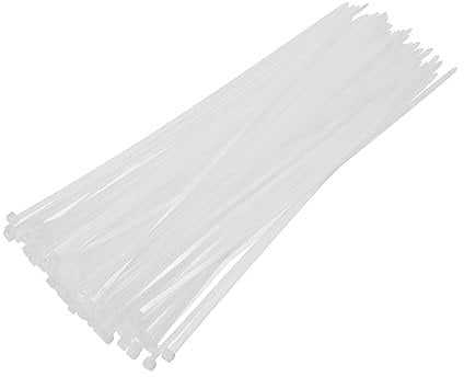 sourcing map 100pcs 5mm x 350mm Cable Zip Ties Long Nylon Cable Ties Self-Locking Tie Wraps for Wire Management, White