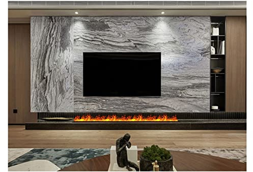 GRFIT Electric Fireplace Large Fireplace Recessed Electric Fireplace 3D Adjustable Flame Metal Frame Panel with Touch Screen ,L 78.7/94.5 Inch,Black Fireplace (Size : L 94.5 Inch)