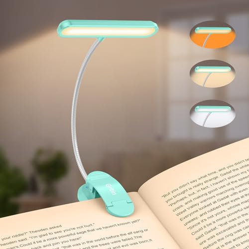 Gritin 19 LEDs Luce da Lettura per Libro, Lampada da Lettura con Clip Ricaricabile con 3 Temperature di Colore, 5 Luminosità Regolabili, 360°Flessibile Lampada Libro per Notturna