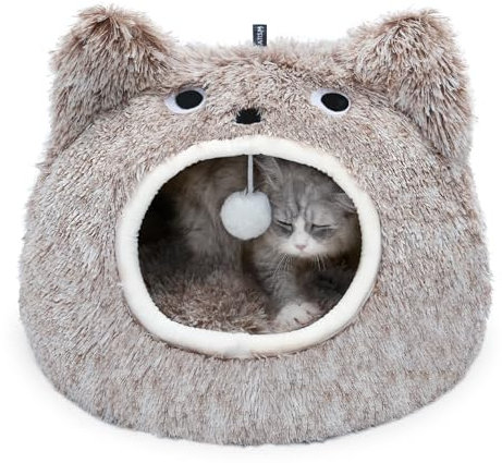 CATISM Cojín de Felpa Lavable para Gatos en Forma de Cueva para Gatos