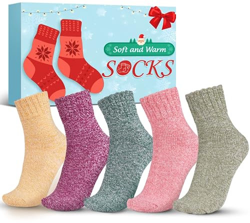 Thermosocken Socken Damen Weihnachtsgeschenke für Frauen - Wintersocken Damen Wärmesocken Warme Socken Damen 39-42, Kleine Wichtelgeschenk Geschenke für Frauen Freundin Geschenkideen Weihnachten 2023