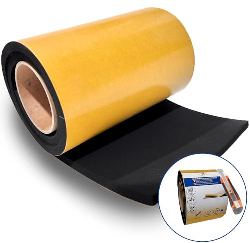 Isolation phonique Voiture autoadhésive, Mousse à Caoutchouc adhésive 5mm, Plaque Caoutchouc Noir, Caoutchouc EPDM, idéale pour Murs, sols et garages. (Largeur 10 cm, Longueur 1m, Épaisseur 5mm).