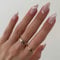 24PCS Medium False Nails with Glue Stickers, Almond Full Cover Acrylic Press on Nails no Glue,White Line French Fake Nails for Women and Girls Nail Art