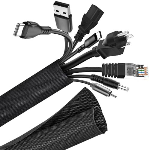 AiQInu 3M Kabelschlauch Schwarz, Kabelschlauch Selbstschließend, Nylon Kabelkanal, Cable Management Kabelmanagement
