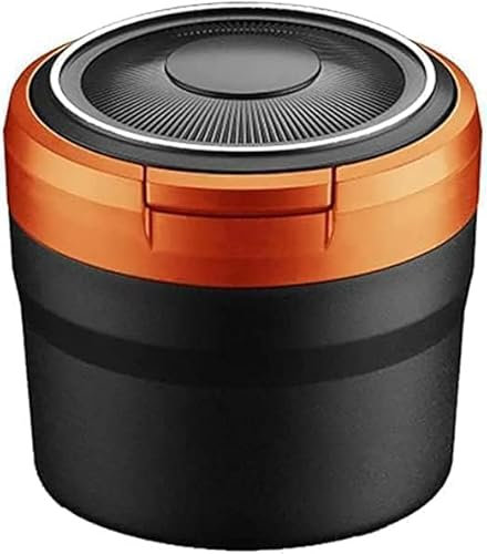 HOCAH Auto Aschenbecher für VW Golf T-Cross T-ROC Taigo, Tragbare Rauchfrei Stand Zylinder Zigarette Abfalleimer Innenausstattung Tuning,Orange