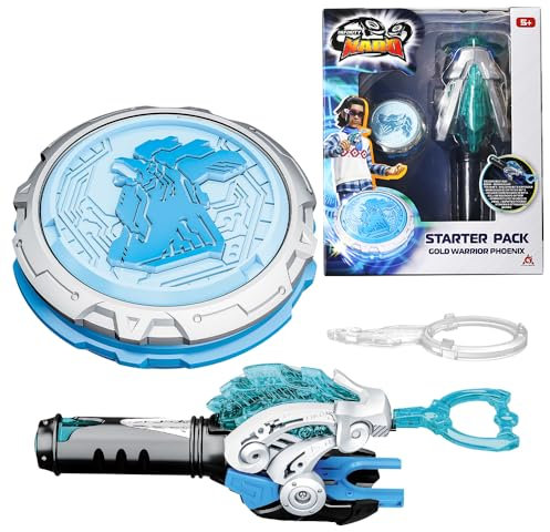 INFINITY NADO Kreisel für Kinder Metall Spielzeug Jungen, Battle Tops Kreisel Launcher Spielzeug, Spinning Tops Jungen ab 5 6 7 8 9 10 11 12 Jahre, Starter Pack Gold Warrior Phoenix
