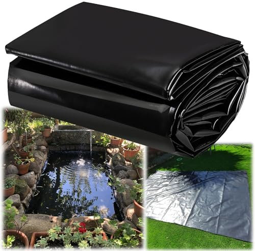 Teichfolie Aus Gummi HDPE Teichmembran Wasserdicht Gartenteiche Dichtungsfolie Schwerlast Teichplane 1x1 3x4 4x4 5x6 6x7.0m für Fischteiche Brunnen Koi Teiche(4x4.0m (13.1x13.1ft))