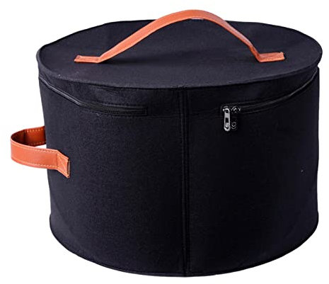 Runde Hutboxen mit Deckel – faltbare, runde Reise-Hutboxen, staubdichter Hut-Organizer, 43,2 x 27,9 cm Hutaufbewahrungslösung, dekorativer Schrank-Organizer für Damen und Herren (Grau, Schwarz)