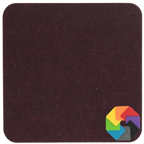 Design Filz Untersetzer eckig - 10x10cm in Burgund für Glas, Getränke, Bar, Tasse, Vase
