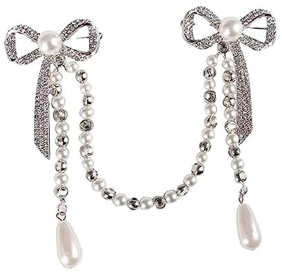Broches Broche mode strass Double nœud papillon broche Vintage perles gland costume col revers chemise broches broche for les femmes Vetement