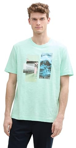 TOM TAILOR T-Shirt mit Logo-Badge, Mystical Blue, XXL