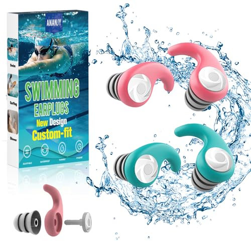 Tapones para los Oídos para Natación - 2 Pares de Tapones de Silicona Suave Reutilizables para Nadar, Perfectos para el Surf, el Buceo, la Piscina, la Ducha y Otros Deportes Acuáticos