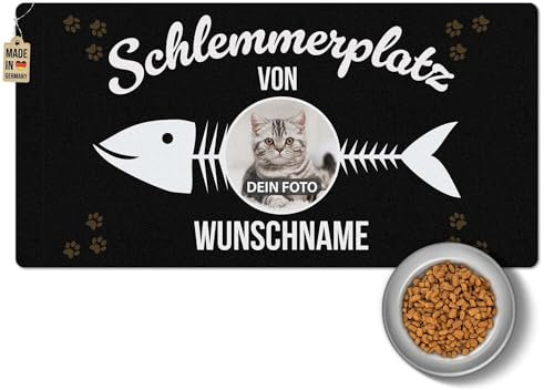 PR Print Royal Napfunterlage mit Name und Foto selbst gestalten - Schlemmerplatz - Futtermatte für Katzen - Personalisiertes Foto-Geschenk für Katzenbesitzer, Waschbar | 80 x 40 cm, rutschfest