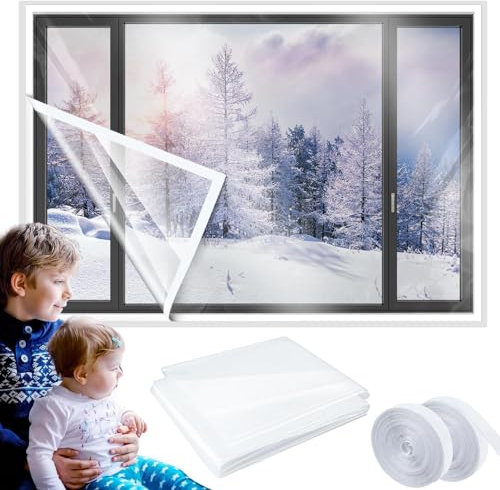 Pellicola isolante per finestre Thermo Cover,Foglio isolante trasparente adesivo resistente - Foglio isolante trasparente, coperture per finestre riutilizzabili, pellicola termoretraibile