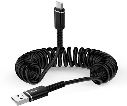 USB C Spiralkabel [0.4-1.8m], USB auf USB C Ladekabel Schnellladekabel Datenkabel Handyladekabel Android Auto Kabel für Samsung Galaxy S25 ultra S24 FE S23 S22 A16 A56 A15 A55 A35 A33 A53 iPhone 16 15
