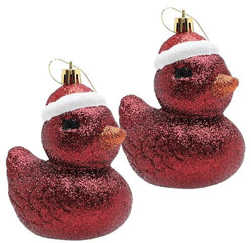 Christmas Concepts® Rioja rote glitzernde festliche Entenkugeln, 110 mm, Weihnachtsbaumschmuck, 2 Stück