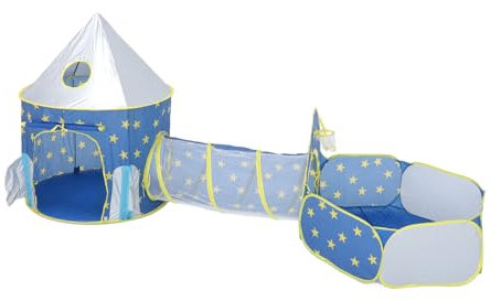 Kinderspielzelt und Tunnel, 3-in-1-Spielhaus, Bällebad, Pop-Up-Kinderspielhaus für Drinnen und Draußen, Tragbar, Faltbar, Krabbeltunnel für Babys, Kleinkinder, und Mädchen