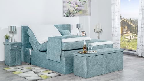 Boxspringbett Nado 240x220, DS-Azurro, 7-Zohnen Taschenfederkernmatratze, Ergoflex - Inklusive Aufbau - Deutscher Hersteller