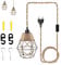 RYAN Hängelampe mit Stecker Lampe Steckdose mit 177in Seil Kabel Hängelampe Vintage Textilkabel Käfige Lampe Industrial E27 für Schlafzimmer Treppenhaus Korridor Nachttischlampen (Ohne Glühbirne)