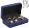 Kaslaider Schmuck Ring Organizer Box, Reise Schmuckschatulle, Blau Ring Aufbewahrungsbox Schmuckkästchen, PU Leder Kleine Ringhalter Organizer Vitrine für Frauen Mädchen Schmuck Ringe Ohrringe