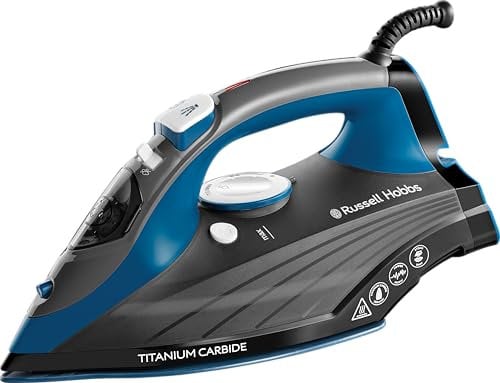 Russell Hobbs Iron [2600W, 160g steam shot, 55g/min continuous steam] Titanium Carbide (Titanium-infused ceramic soleplate, 330ml tank, self-cleaning, anti-calc, 3m cord) 27090