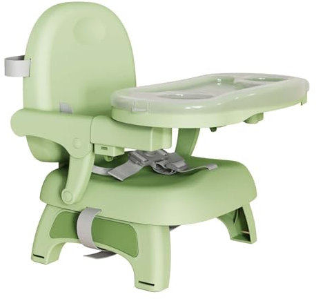 YORFULL Sitzerhöhung Stuhl Kind, Tragbarer Kindersitzerhöhung, Verstellbarer Babysitz für Tisch, Sitzerhöhung mit Sicherheitsgurt und Abnehmbarem Tablett, Geeignet für Babys von 6 bis 36 Monaten