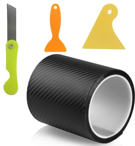 GFTCGK 2-teilig Carbon Folie, 10cm*3m Carbon Fiber Folie, Autofolie Lackschutzfolie für Auto, Schwarz Für Innen- Und Außenbereich Für Auto, Laptop, Möbel Selbstklebend, Schwarz